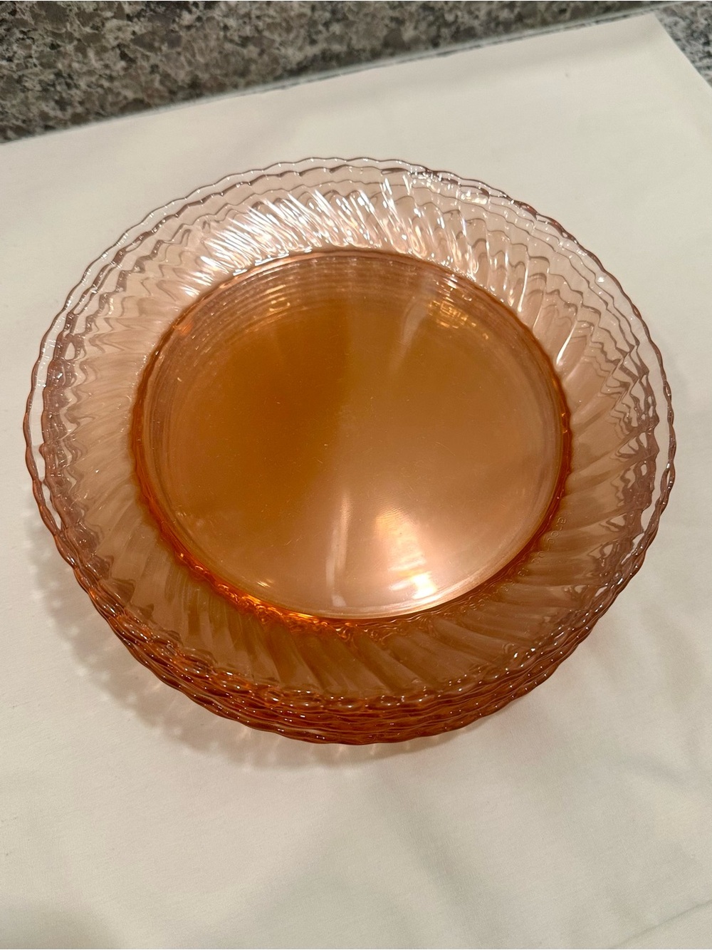 Vintage Arcoroc France Rosaline Pink Swirl 8” Plates - Set of 10 - Picture 4 of 5
